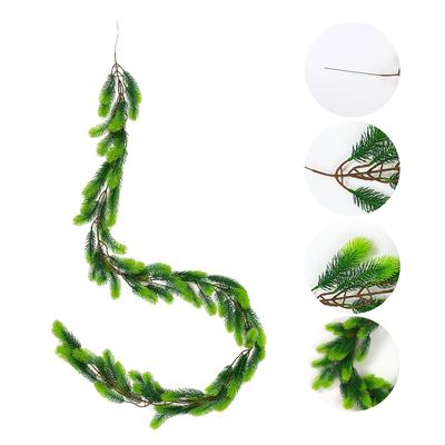 2M Artificial Pine Garland Real Touch Home Deco Faux Greenery Garland Plastic Seasonal Winter Pine Garland for Outdoor Indoor