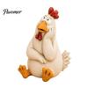 Cute Farm Animal Decor Funny Chicken Garden Statue, Resin Figurine, Farmhouse Outdoor Figurines Yard for Balcony Flowerpot, Lawn, Decoration Gardening