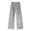 Tweed Plaid Wide-leg Pants Women's Autumn and Winter New High-waisted Chenille Straight Pants