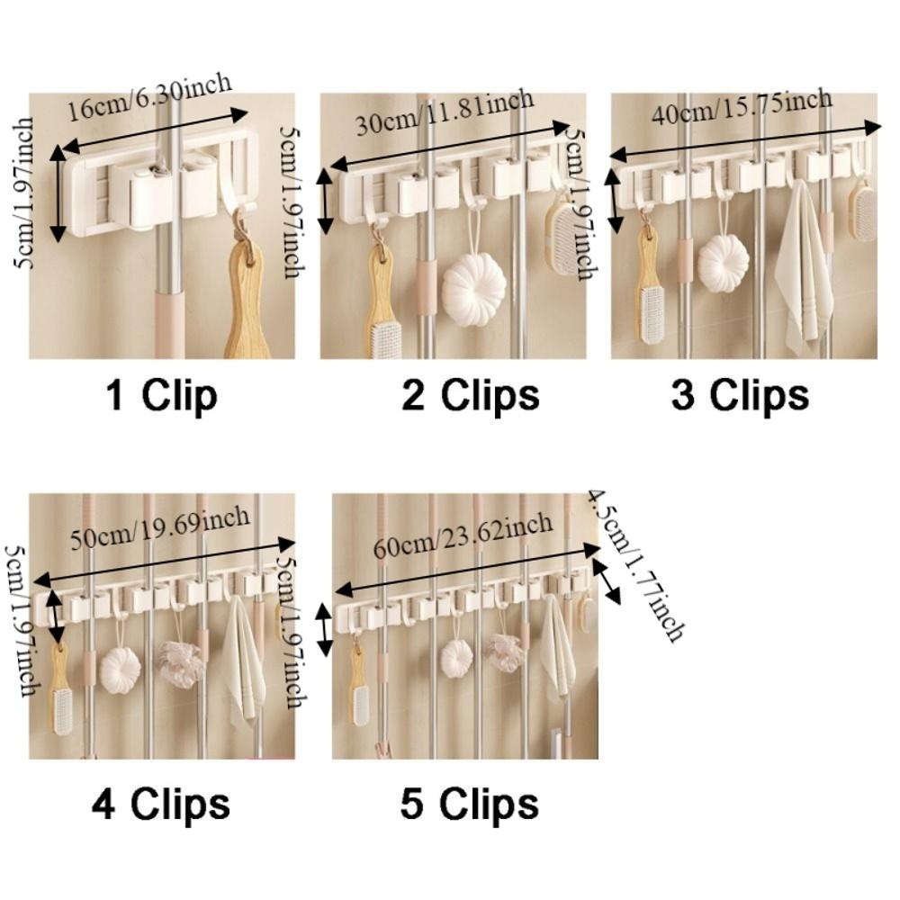 Removable Wall Mounted Mop Rack Space Aluminum Mop Broom Holder Suction Cup Mop Holder for Kitchen