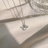 Exquisite S925 Sterling Silver Angel Wings Crown Pendant Necklace with Shiny Zircon and Rhinestones