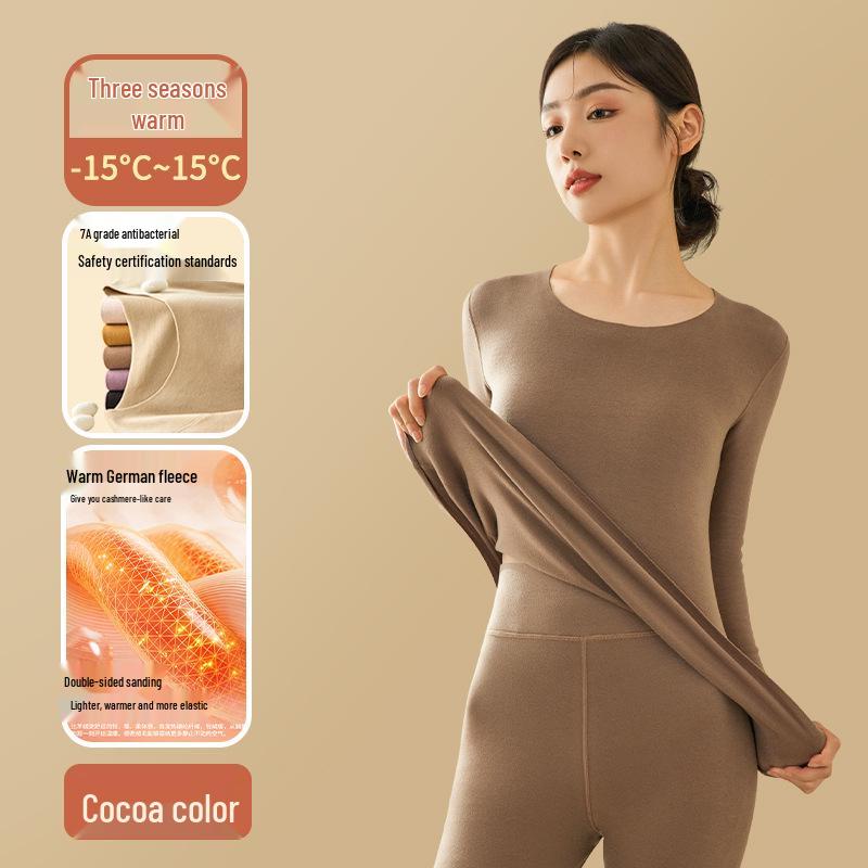 Women's German Velvet Seamless Plush Warm Round Neck Shirt - Thickened Winter Inner Wear