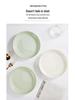 Milky White & Green Ceramic Deep Soup Plate, Microwaveable - Creative Round Tableware.