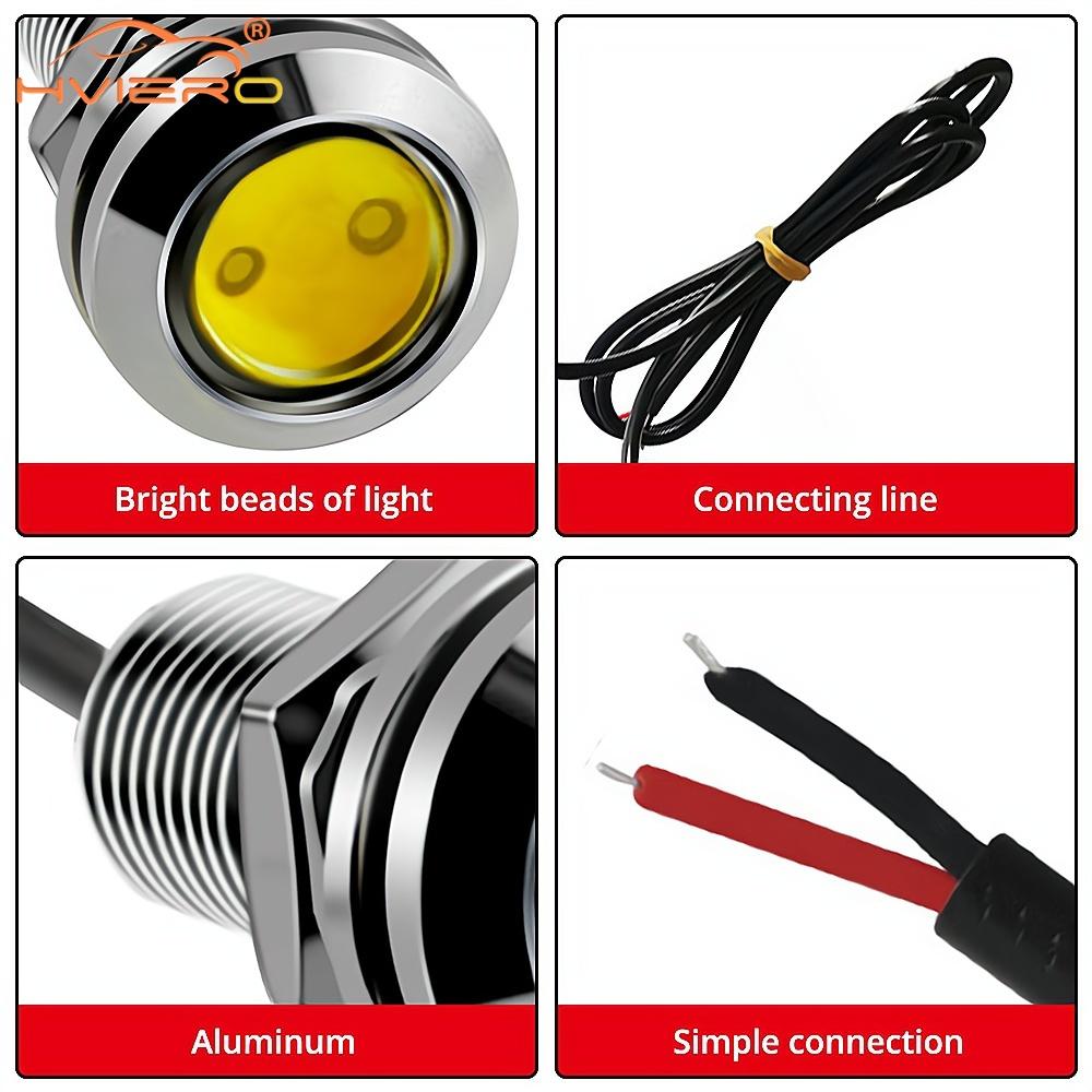 4pcs Auto DRL12V Led Eagle Eye Silver Shell Bulb DayTime Running Turn Signal Lights 18mm Backup Reversing Parking Lamp Fog Light