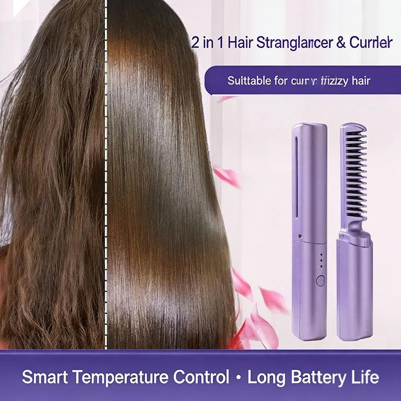 Electric Hair Straightening Comb Curling Brush Multi Use Heated Styling Tool For Home Beauty Routine