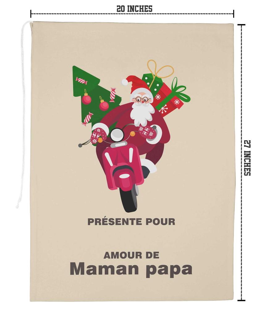 Printtoo 2 Pcs Large Santa Sacks with Drawstring Canvas Xmas Gifts Bags for Kids Christmas 27x20 Inch