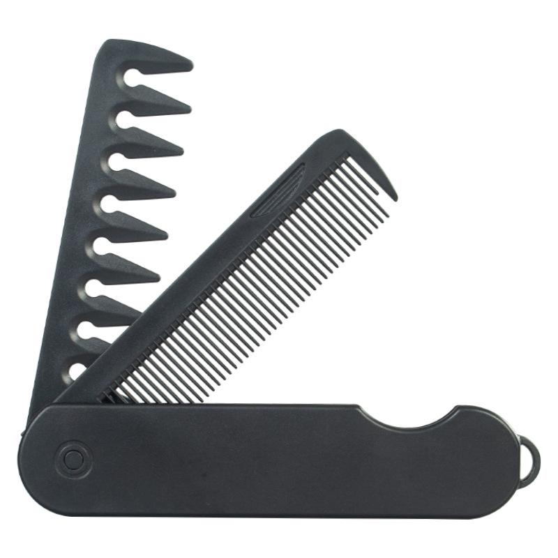 

Мужская портативная мини-складная расческа - Мелкий и широкий зуб для текстуры и объема чёрный