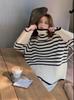 Women's Striped High Neck Loose Knit Sweater - Versatile and Stylish for Spring/Autumn 2025