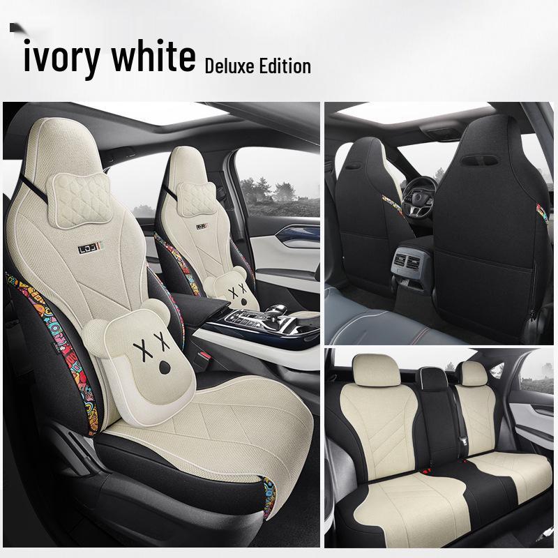 BYD Qin Plus All-Season Linen Cartoon Car Seat Cover