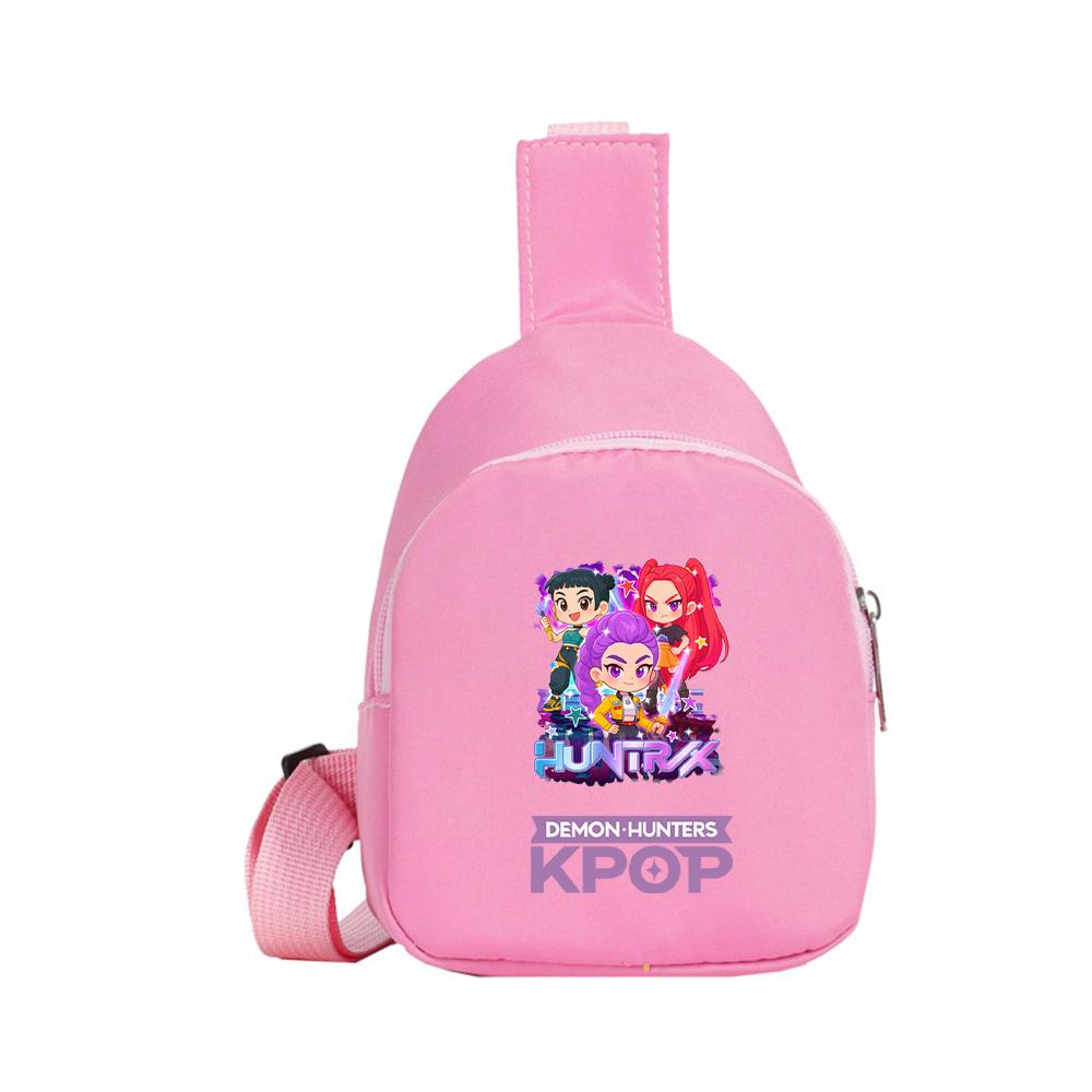 Anime Cartoon K-Pop Demon Hunters Printed Kawaii Chest Pack for Boy Girl Shoulder Bag Student Portable Crossbody Pouch Kid Gift