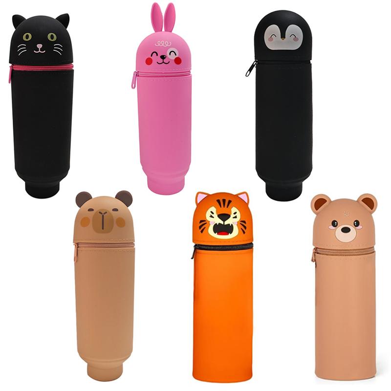 Kreatives hochwertiges Cartoon Panda Federmäppchen Silikon Tierform Stifttasche Faltbar mit Reißverschluss Schreibwaren Aufbewahrungstasche