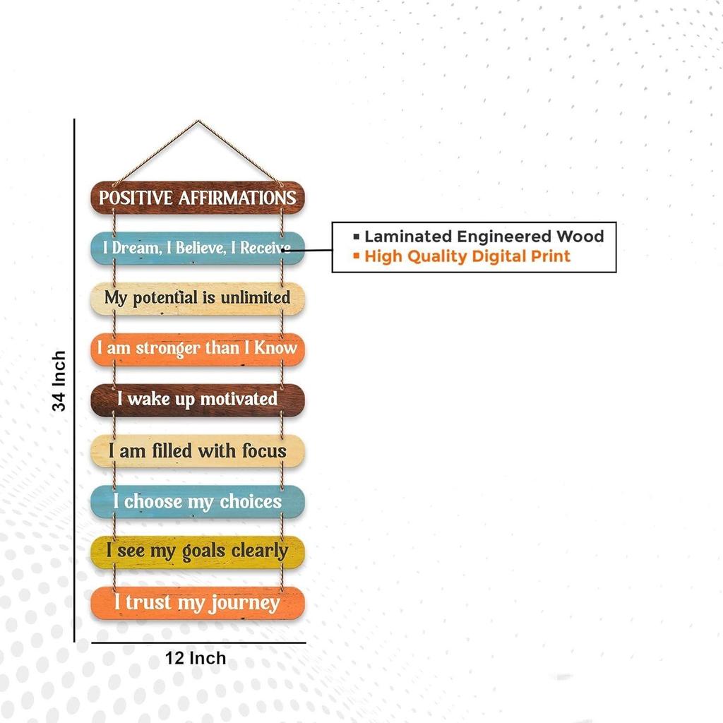 Positive Affirmations Printed Wooden Wall Hanging for Home Decorative Items | Living Room  Wall Artwork For Hall Decor | Modern Wall Decorative