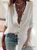 2026 Autumn European & American Solid V-Neck Loose Cotton Long Sleeve Women's Top