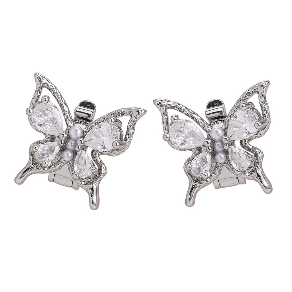 Electroplated Coppers Ear Clip With Pearls Butterfly Design Easy Installation For Headphones