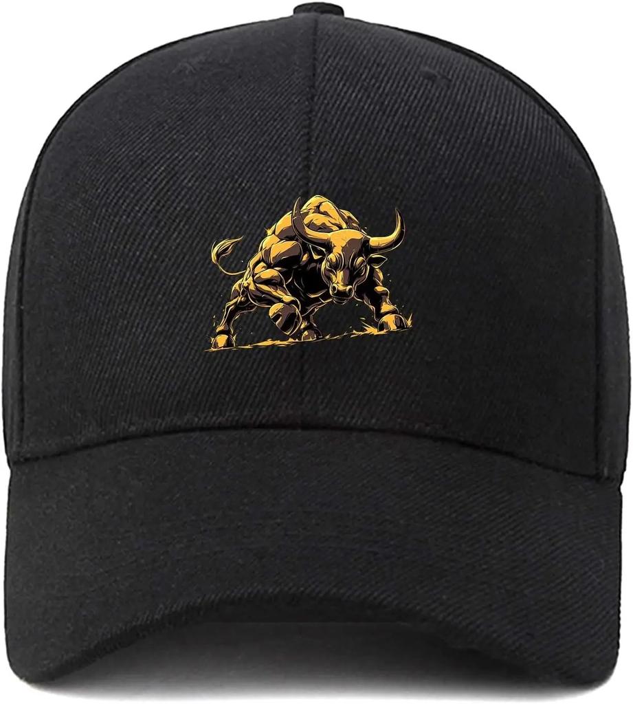 Golden Bull Dad Cap Fashion Classic Baseball Hat Adjustable Golf Cap For Unisex Sports Outdoor One Size Caps For Unisex