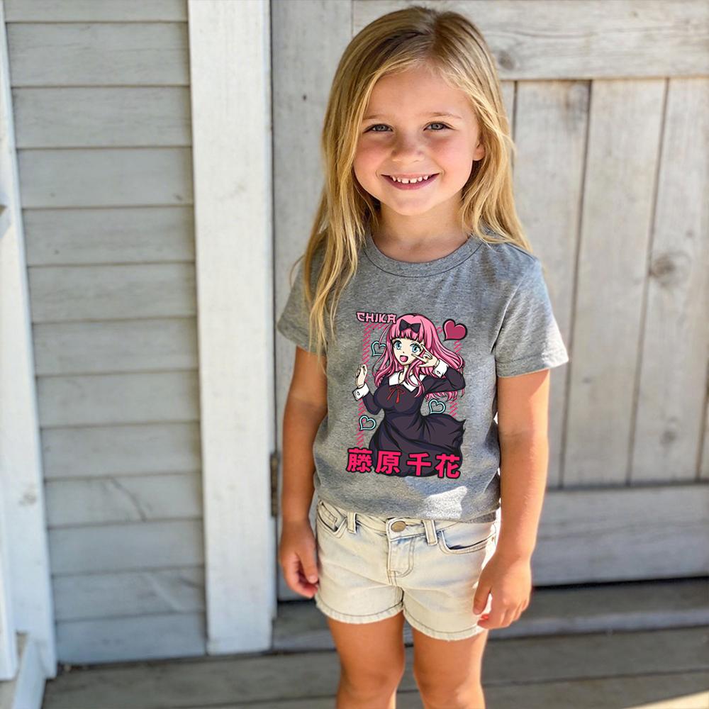 Kaguyama Sams Chika Fujiwara Anime Print Cotton T Shirts for Boys Girls Kids Casual Short Sleeve Top