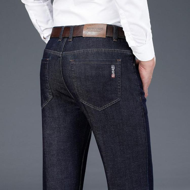 High End High Waisted Straight Tube Men's Stretch Jeans Spring New Thick Pants