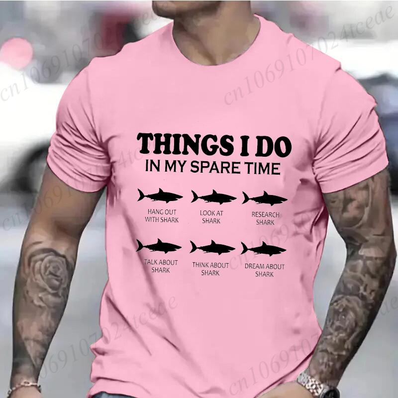 T Shirts for Men Short Sleeve Shirts for Guys Funny Graphic Tees for Shark Week Clothes Funny Shark Fashion Casual Men's Tee Top