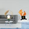 Crystal Ball Metal Fish Sculpture Resin Ornament Modern Carp Statue Animal Figurine Desk Bedroom