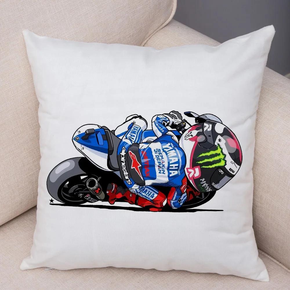 Cartoon Sport Motorcycle Cushion Cover Super Soft Short Plush Mobile Bike Pillow Covers Pillow Case For Sofa Home Car Pillowcase