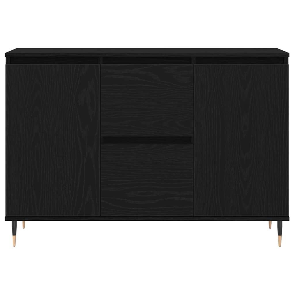 Sideboard in Black Oak Look 101.5 x 35 x 70 cm Engineered Wood