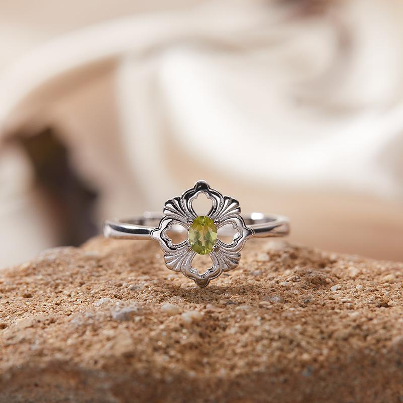 S925 Sterling Silver Natural Colored Treasure Necklace Women'S Niche Light Luxury High-End Set French Retro Brushed Collarbone Chain