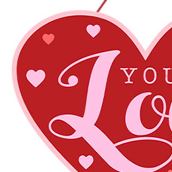 Türschild zum Valentinstag, romantisches Türschild zum Aufhängen an der Haustür, rotes Herzmuster, Brief „Happy Valentine's Day“, gedruckt, 14. Februar, Wandkranz-Dekoration