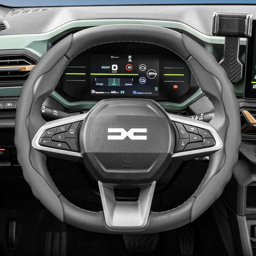 Pasuje do pokrowca na kierownicę Dacia, Sportowy design w kształcie fali, Oddychająca skóra, Segmentowy antypoślizgowy pochłaniający pot pokrowiec ochronny dla San