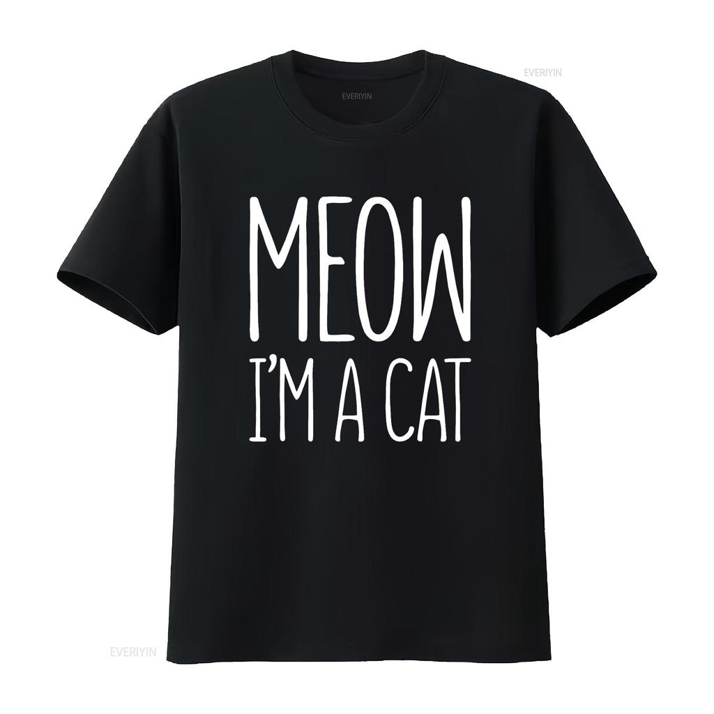 Meow I m A Cat T Shirt Halloween Costume vintage Washed homme Breathable streetwear Unisex designer clothes Casual Comfortable