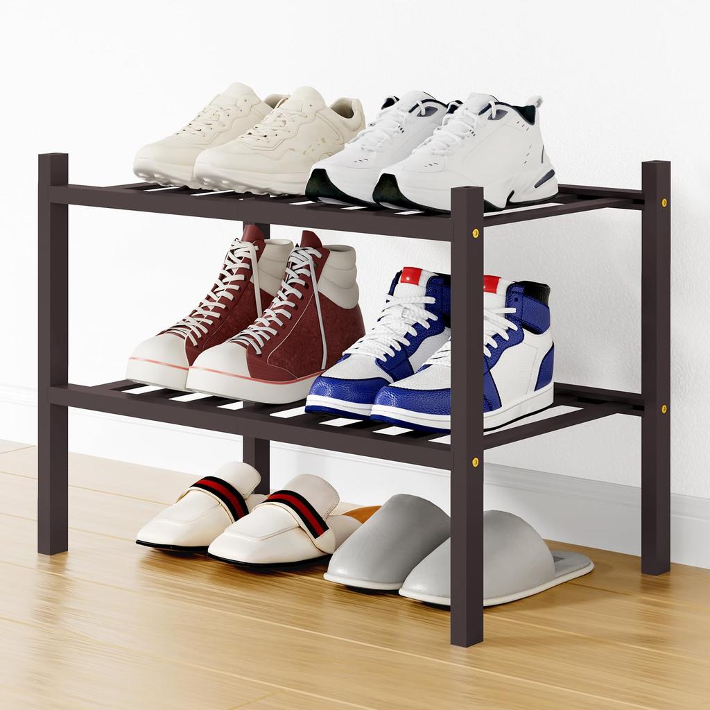 Olanly Bamboo Shoe Organizer Quality Expandable Shoe Rack Stackable Free Standing Wooden Shoe Storage Shelf For Entryway Closet