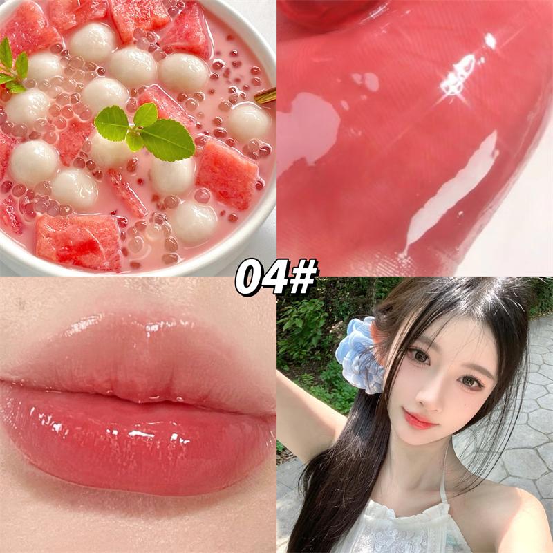 Cartoon Cat Mirror Lip Gloss Moisturizing Spring & Summer Lipstick Watery Translucent Clear Jelly Lip Oil Glass Tinted Lip Glaze