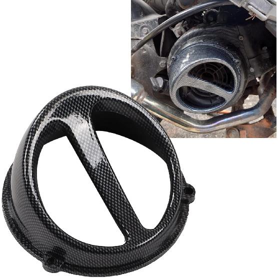 Acouto Motorcycle Air Scoop Cover Engine Cooling Fan Cover for GY6 152QMI 157QMJ Motorcycle Scooter Accessories Replacement ABS Material Carbon Fiber