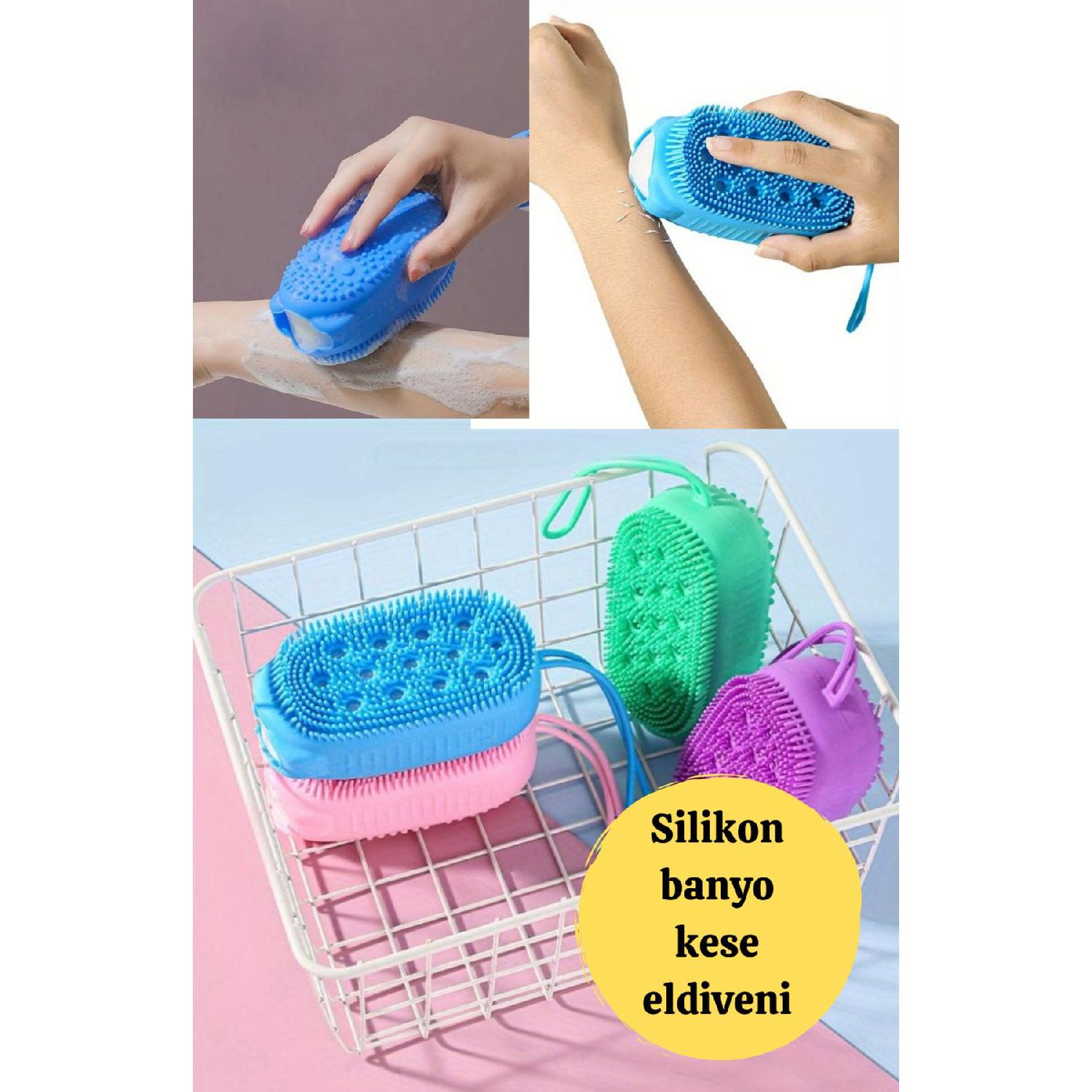 

Double -sided Peeling Silicone Bath Pouch Brush, Bathroom Bath Fiber Sponge Chamber Handle Pinch