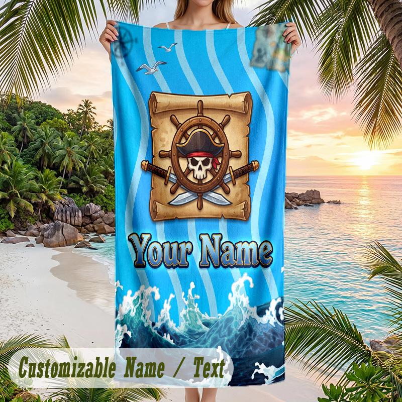 Blox Fruits Beach Towel, Personalized Custom Text, Quick Dry Soft Large Towel For Swimming Pool Travel
