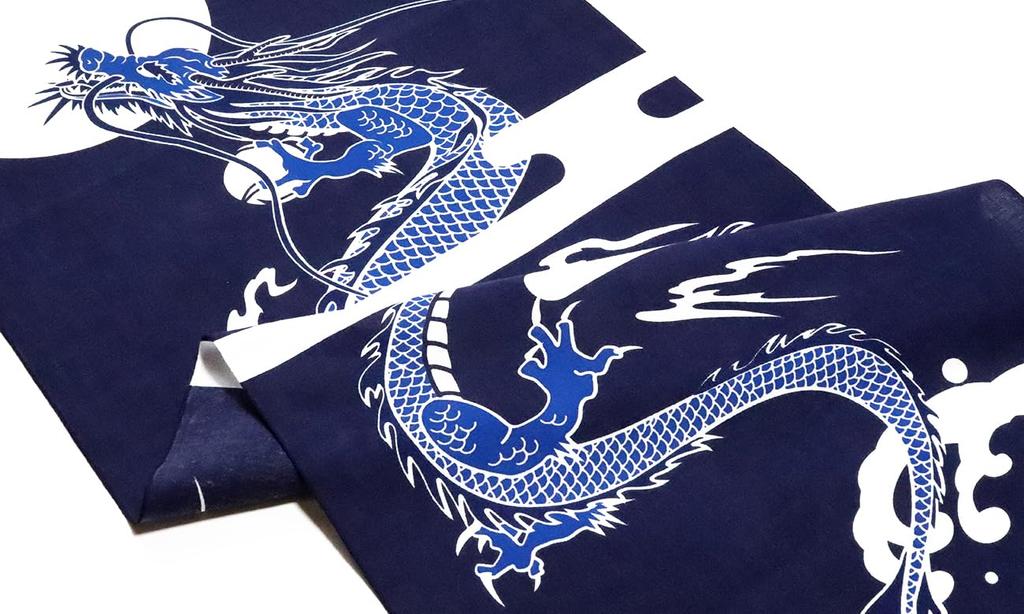 Some No Anbo Tenugui Hand Rising Tokuoka Made In 35cm X 100cm (Japanese Towel) "Dyed Dragon" - Hand-dyed, 100% Cotton, Weave, Japan,