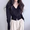 2024 Women's Slim Blue Knitted Cardigan: Lazy Autumn/Winter Style