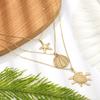Fashion, Literary and Holiday Style, Metal Double-layer Marine Life Pendant Necklace, Daily Travel Wear