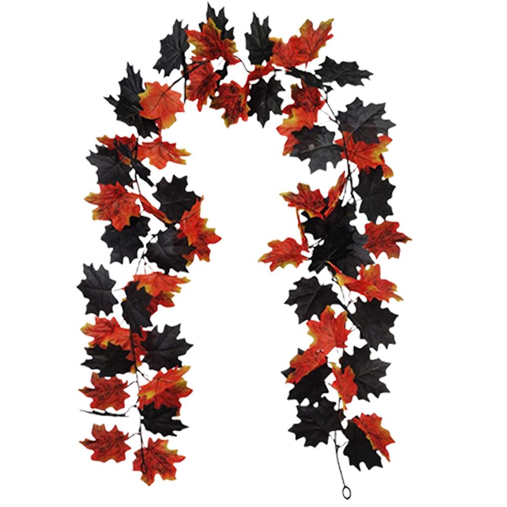 1,7 m Sztuczny Girlanda z Liści Klonu Wiszące Pnącza Liść Klonu Jesienna Girlanda Ślubne Święto Dziękczynienia Dekoracja Kominka