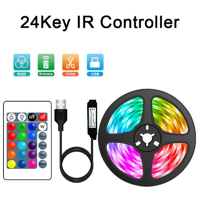 RGB LED Strip Lights 5050 Bluetooth APP IR Remote Control Flexible Lamp Tape Ribbon Diode For Festival Party Room Decoration