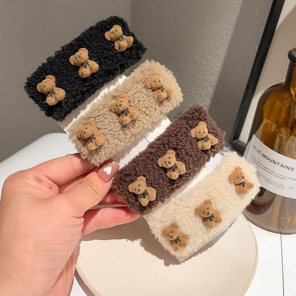 

Gifts Female Plush Headdress Hair Accessories Hair Barrettes Korean Style Hair Clip Bear Hairpin темный кофе