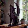 Gothic Wolf Moon Statues 3D Printed Decorative Wolf Ornaments Canine Statues Crafts  Desktop Use