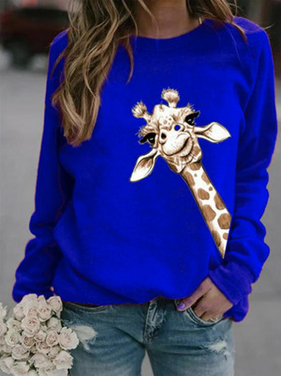 2026 Unisex Round Neck Giraffe Print Sweatshirt