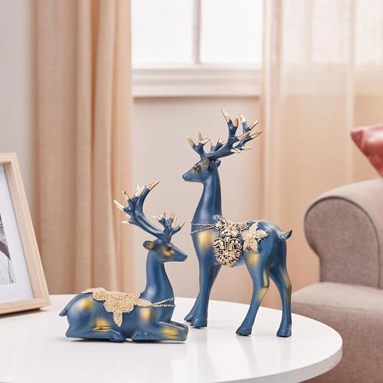 Basics Creative Resin Golden Reindeer Sculptures Beautiful Home Decor Handicraft Resin Elevates Energy of Your Room
