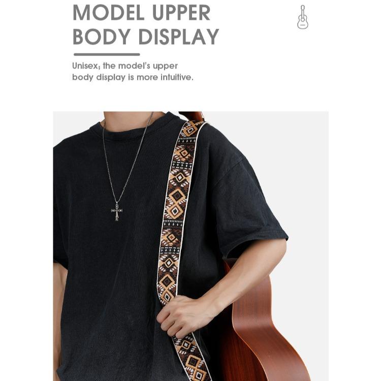 Guitar Strap, New Genuine Leather, PP Top Layer Cowhide, Thickened Leather Head Woven Ethnic Electric Guitar Bass, Stress Relieving