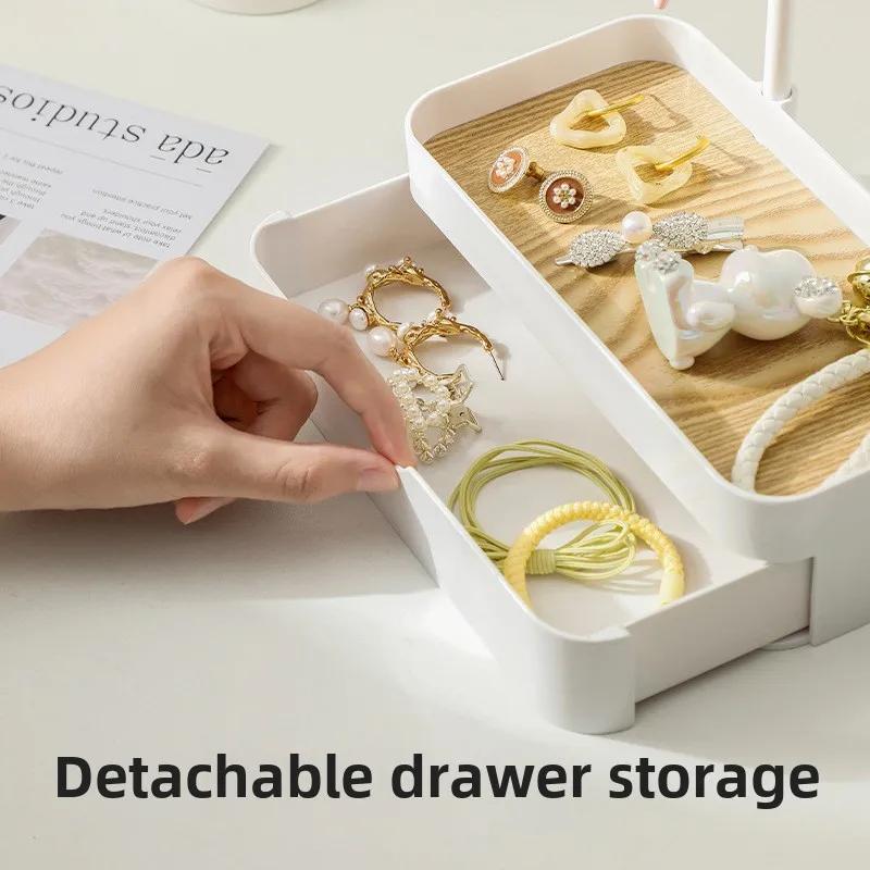 Jewelry Organizer Display Stand Rack With Wooden Tray For Earrings Bracelet Necklaces Rings Storage Hanging Organizer Holder