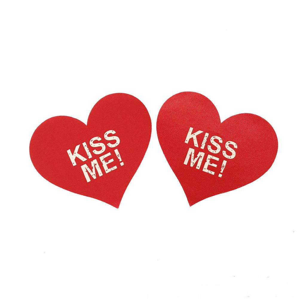 Luminous X-shaped Heart Nipple Covers - Black, Rose Red, White