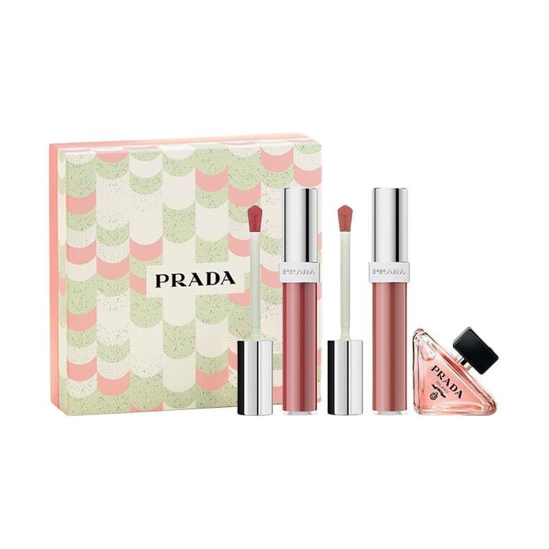 Двухцветный стеклянный блеск для губ Prada, набор макияжа и парфюмерии, лимитированная подарочная коробка 520, натуральное увлажнение коричневый