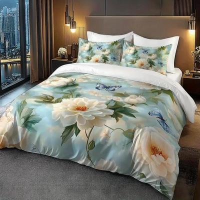 Ensemble de literie floral imprimé 3D Housse de couette Ensemble doux Simple Jumeau Double Queen Size Ensemble de lit Décorations pour la maison Pour la chambre à coucher
