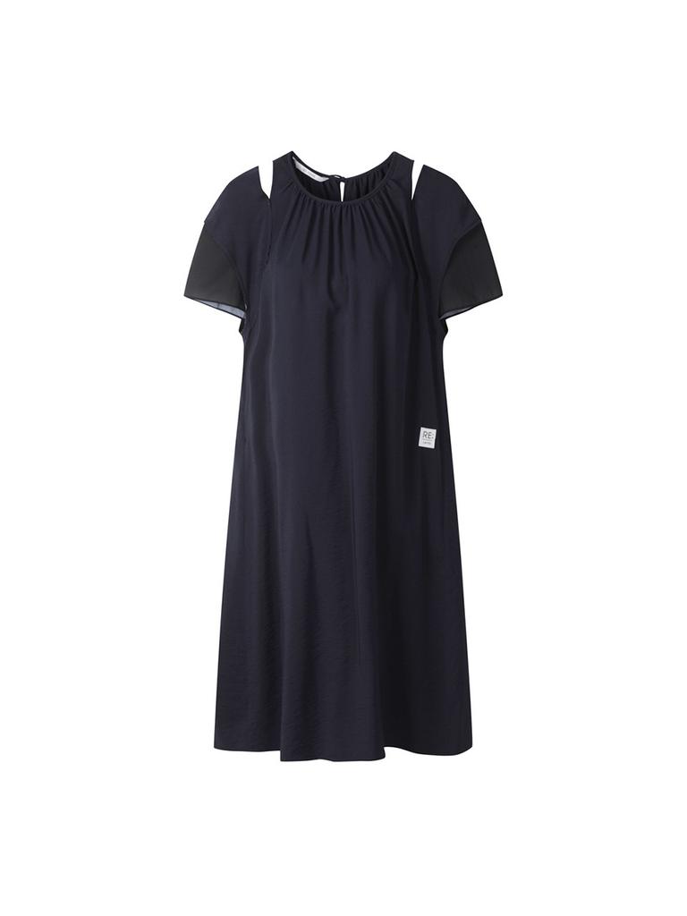 Recorde Patchwork Slit Shoulder Dress_Rqdam23591Nyx