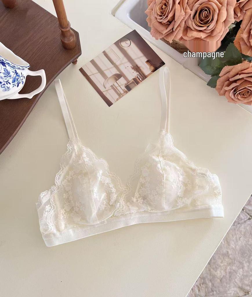 French Lace Push-Up Bra for Small Busts - Sexy, No-Gap Ultra-Thin Triangle Cup